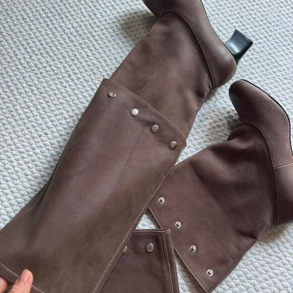 Paloma wool brownsuede leather knee high boots with stud detailing - Picture 5 of 5